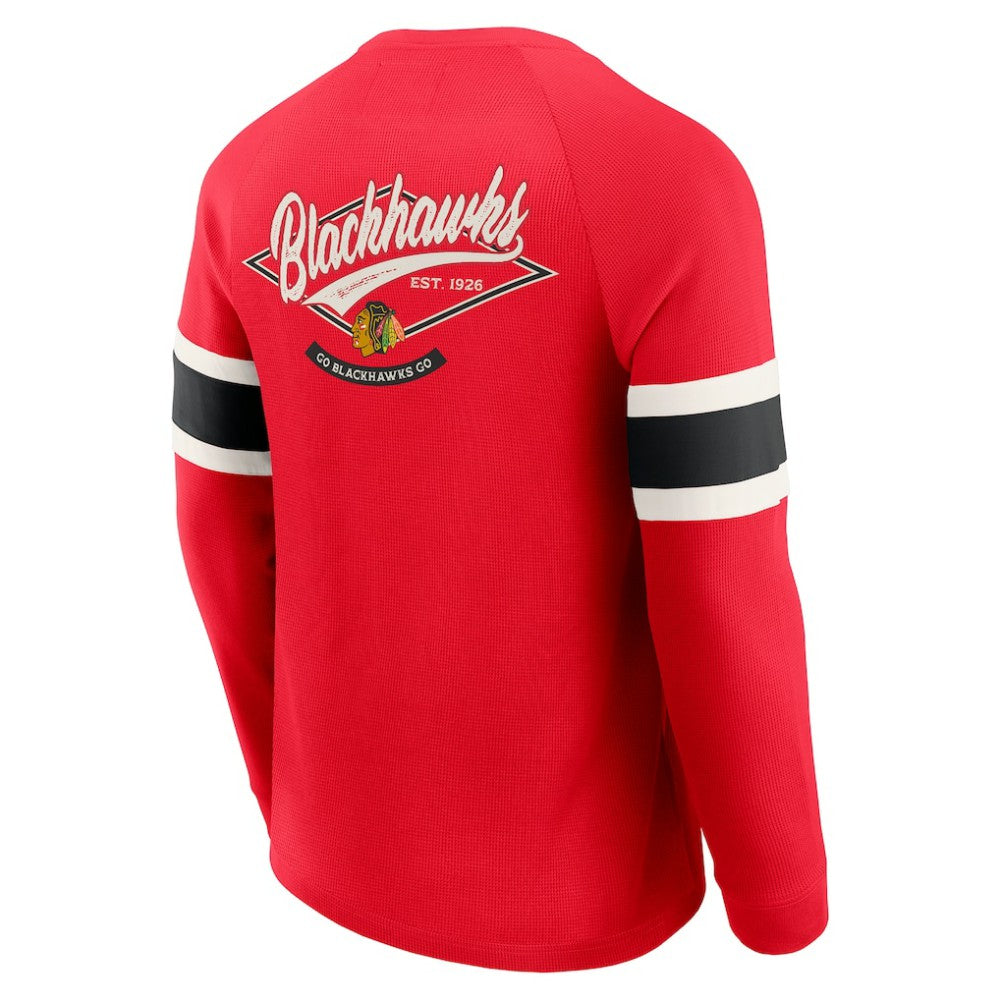 Chicago Blackhawks Darius Rucker Collection by Fanatics Waffle-Knit Raglan Long Sleeve Henley T-Shirt - Red | US 202831293