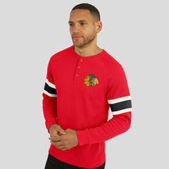 Chicago Blackhawks Darius Rucker Collection by Fanatics Waffle-Knit Raglan Long Sleeve Henley T-Shirt - Red | US 202831293