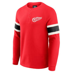 Detroit Red Wings Darius Rucker Collection by Fanatics Waffle-Knit Raglan Long Sleeve Henley T-Shirt - Red | US 202831295