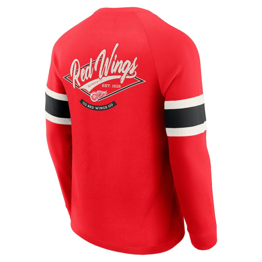 Detroit Red Wings Darius Rucker Collection by Fanatics Waffle-Knit Raglan Long Sleeve Henley T-Shirt - Red | US 202831295
