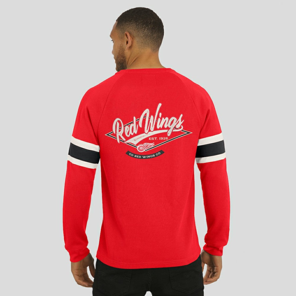 Detroit Red Wings Darius Rucker Collection by Fanatics Waffle-Knit Raglan Long Sleeve Henley T-Shirt - Red | US 202831295