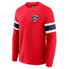 Florida Panthers Darius Rucker Collection by Fanatics Waffle-Knit Raglan Long Sleeve Henley T-Shirt - Red | US 202831296