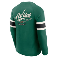Minnesota Wild Darius Rucker Collection by Fanatics Waffle-Knit Raglan Long Sleeve Henley T-Shirt - Green | US 202831298