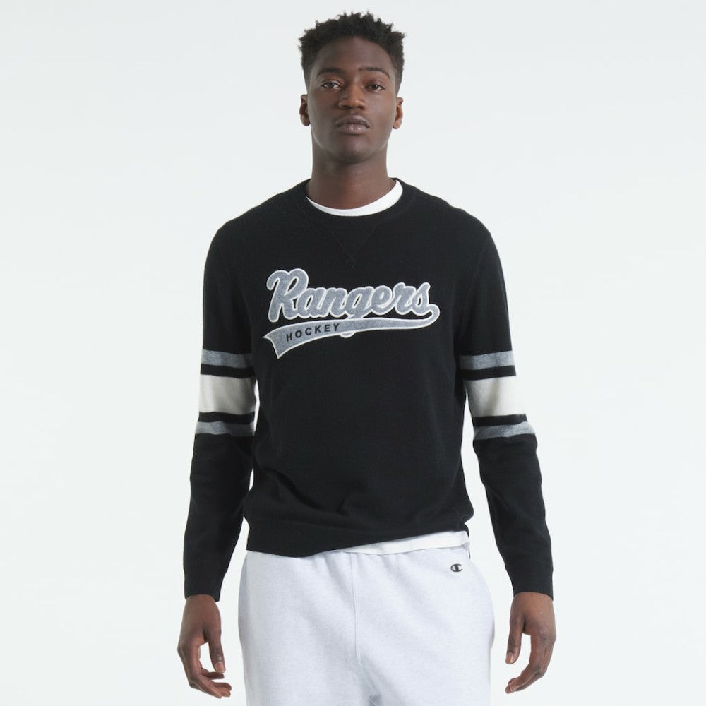 New York Rangers Todd Snyder by Fanatics Cashmere Crew Sweater - Black | US 202846112