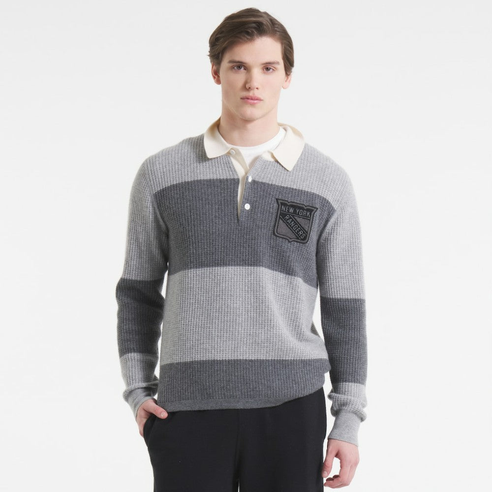 New York Rangers Todd Snyder by Fanatics Cashmere Rugby Sweater - Athletic Heather Gray | US 202846124