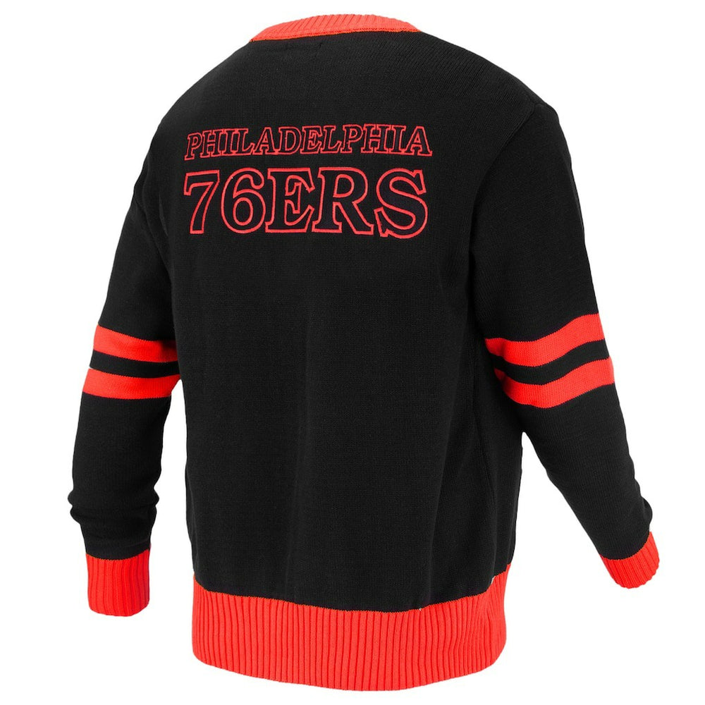 Philadelphia 76ers FISLL Unisex Logoman Shadow Collection Full-Button Cardigan Sweater Black
