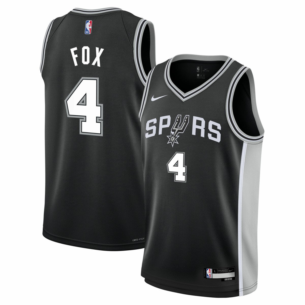 De'Aaron Fox San Antonio Spurs Youth Swingman Jersey Icon Edition Black - Nike