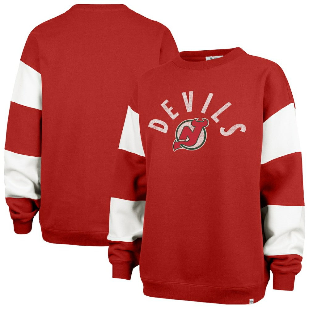 New Jersey Devils '47 Women's Eephus Barred Pullover Sweatshirt - Red | US 202852831