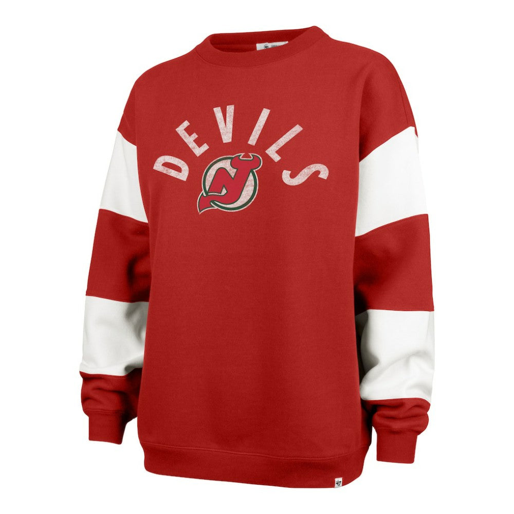 New Jersey Devils '47 Women's Eephus Barred Pullover Sweatshirt - Red | US 202852831