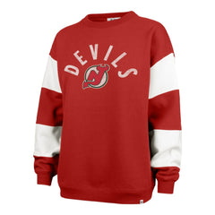 New Jersey Devils '47 Women's Eephus Barred Pullover Sweatshirt - Red | US 202852831