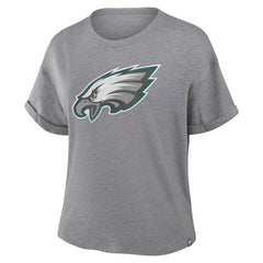 Philadelphia Eagles Women's Tribute Tri-Blend Boxy T-Shirt - Heather Gray T-shirts