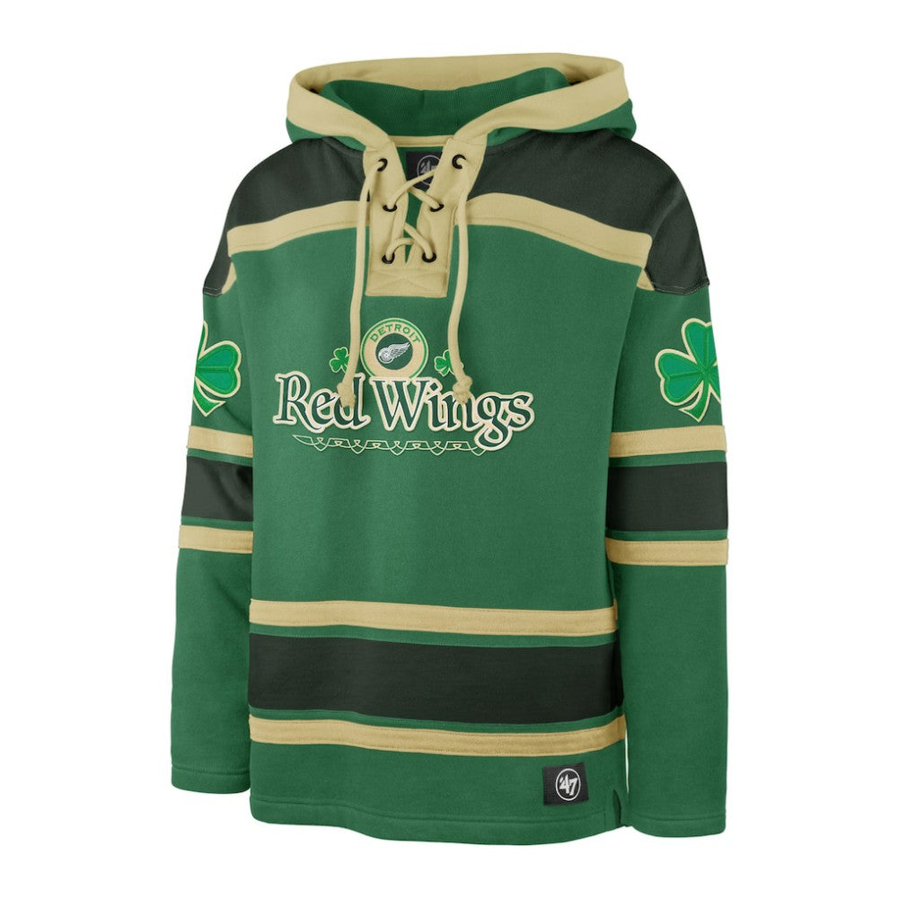 Detroit Red Wings '47 St. Patrick's Day McLucky Superior Lacer Pullover Hoodie - Kelly Green | US 202856129