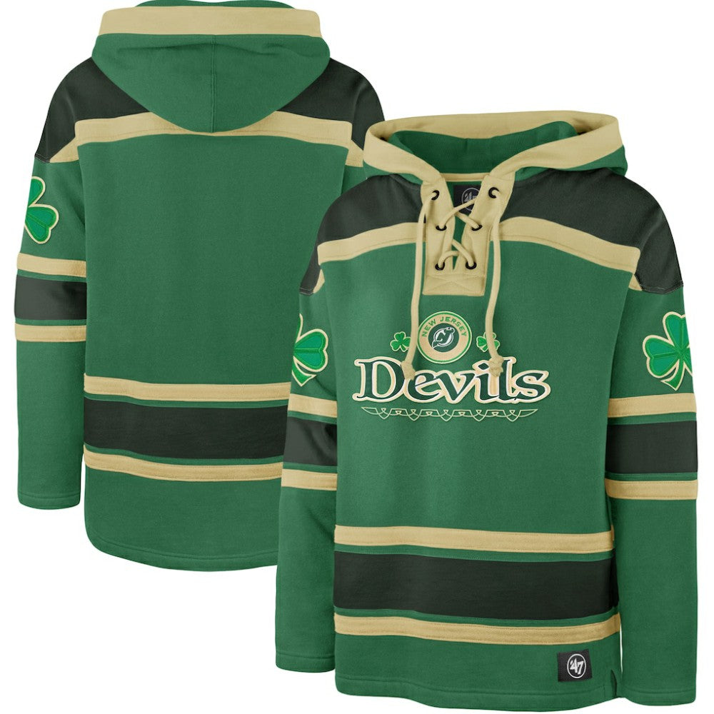 New Jersey Devils '47 St. Patrick's Day McLucky Superior Lacer Pullover Hoodie - Kelly Green | US 202856131