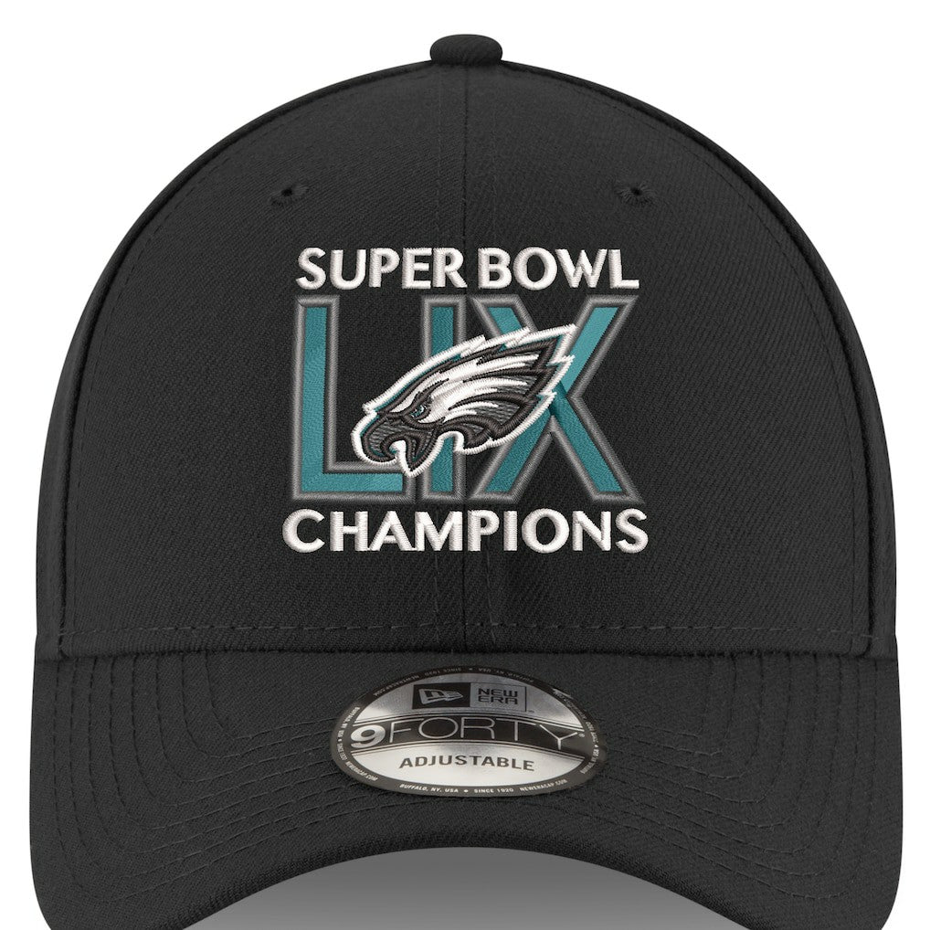 Philadelphia Eagles New Era Super Bowl LIX Champions 9FORTY Adjustable Hat - Black Hats