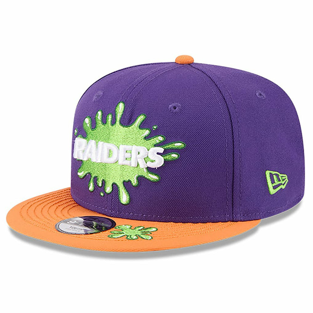 Las Vegas Raiders New Era Youth Nickelodeon Slime 9FIFTY Snapback Hat - Purple/Orange Hats
