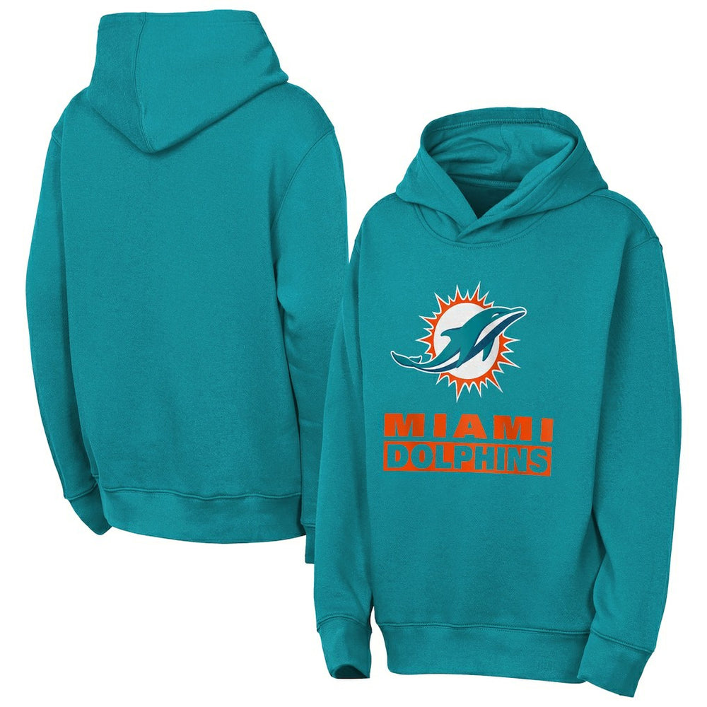 Miami Dolphins Outerstuff Youth Back to Basics Hoodie - Aqua Hoodies