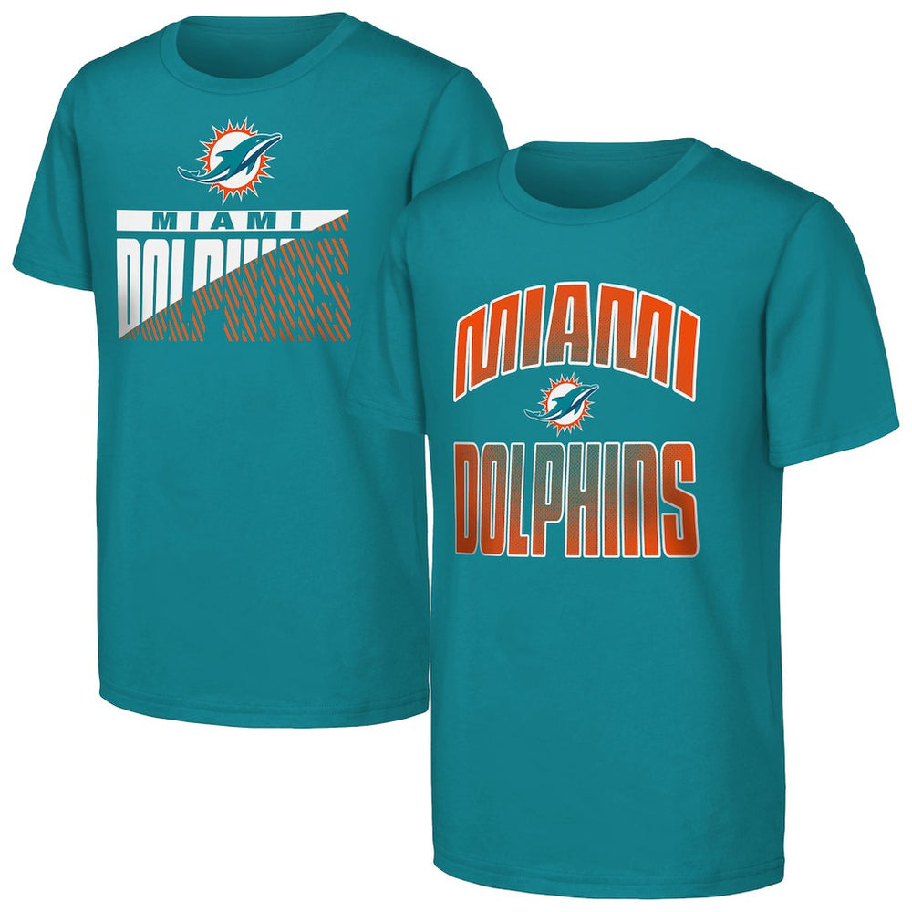 Miami Dolphins Outerstuff Youth Never Quit 2-Pack T-Shirt Set - Aqua T-shirts