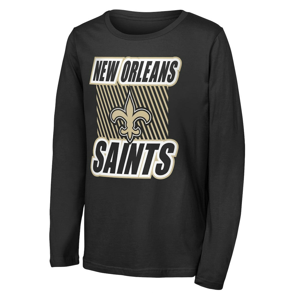 New Orleans Saints Outerstuff Youth Never Settle Long Sleeve T-Shirt - Black T-shirts