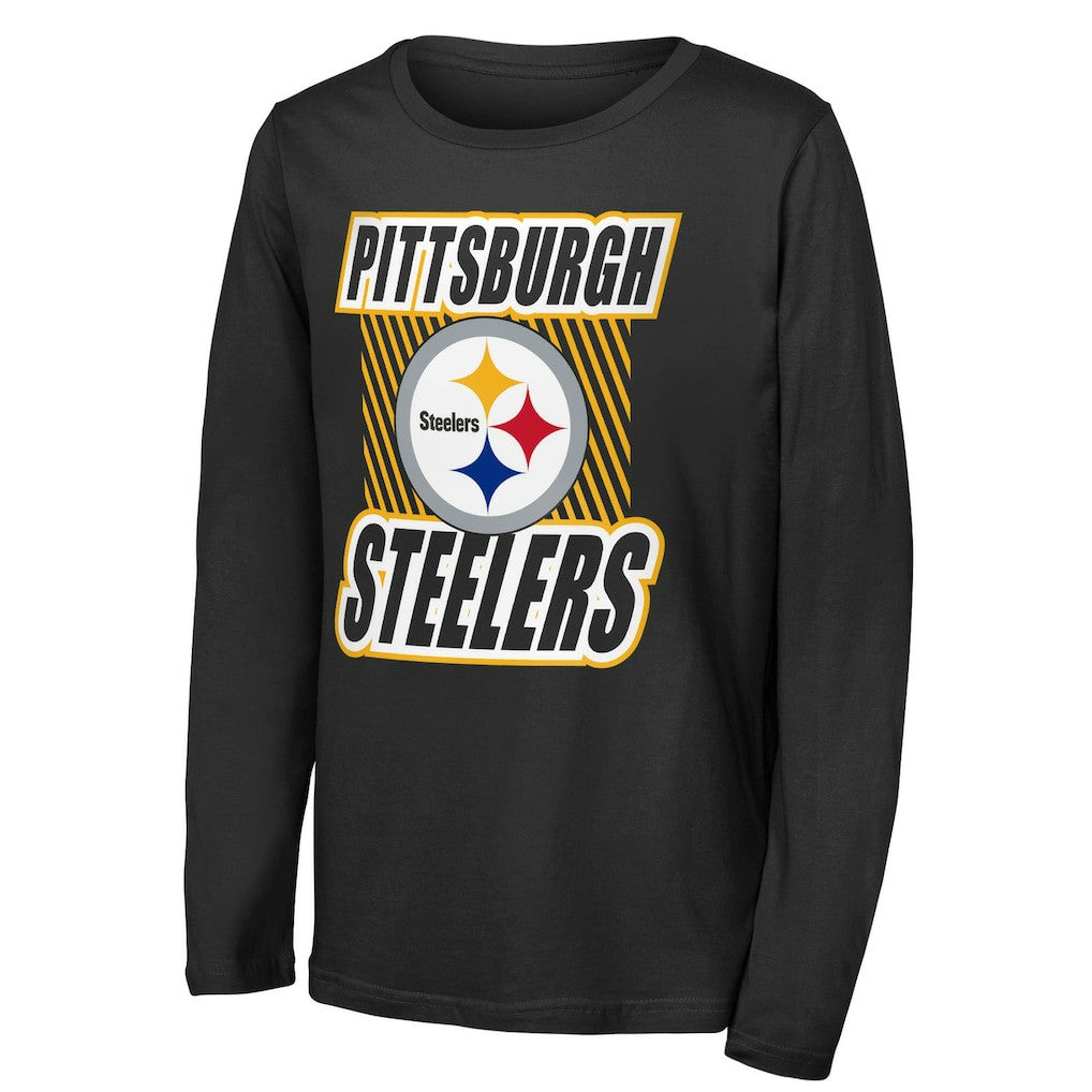 Pittsburgh Steelers Outerstuff Youth Never Settle Long Sleeve T-Shirt - Black T-shirts