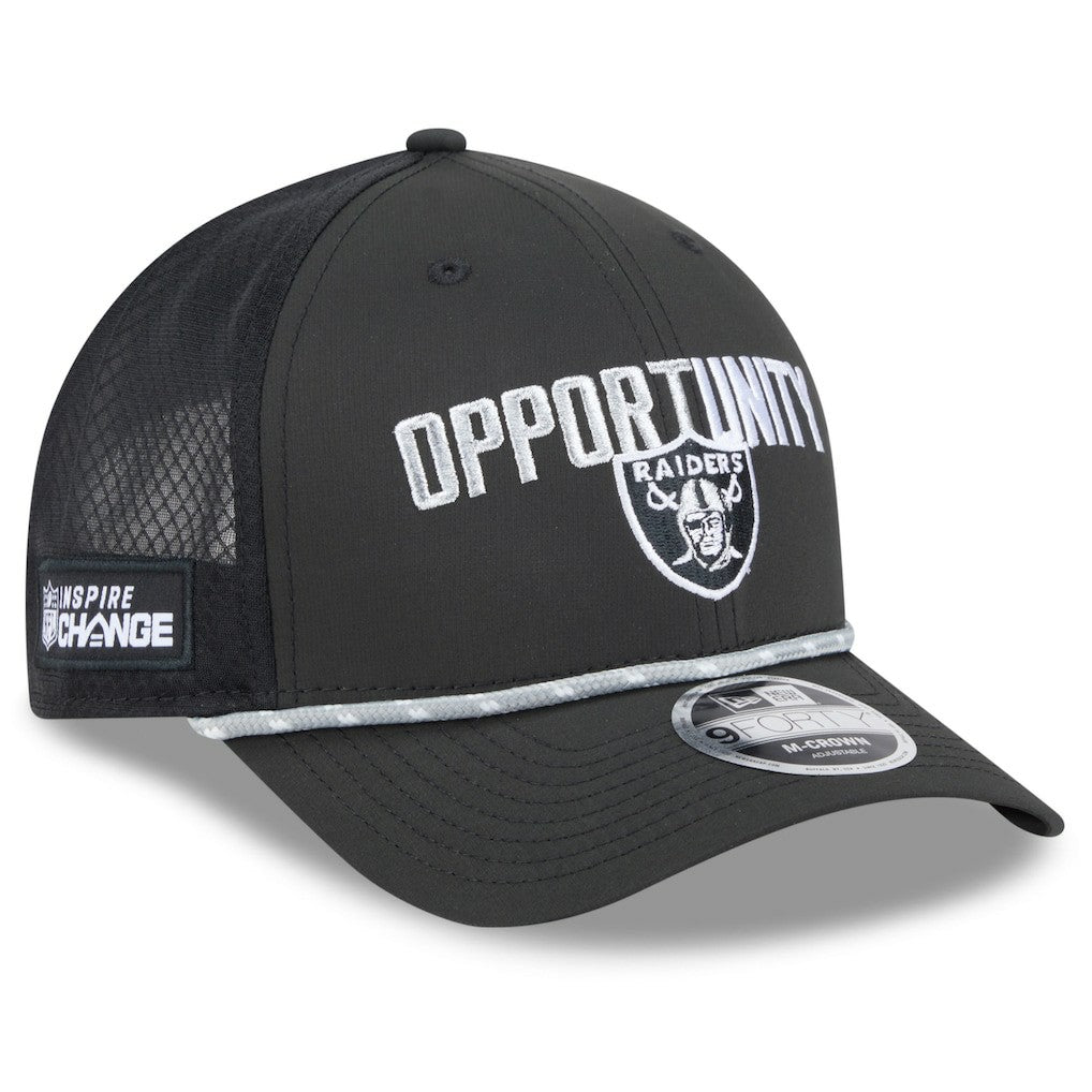 Las Vegas Raiders New Era 2025 Inspire Change 9FORTY M-Crown Adjustable Hat - Black Hats