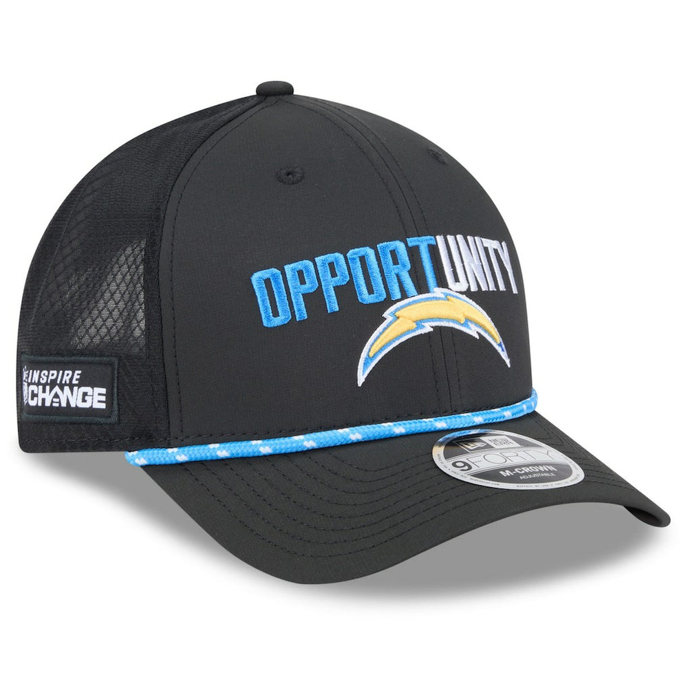 Los Angeles Chargers New Era 2025 Inspire Change 9FORTY M-Crown Adjustable Hat - Black Hats