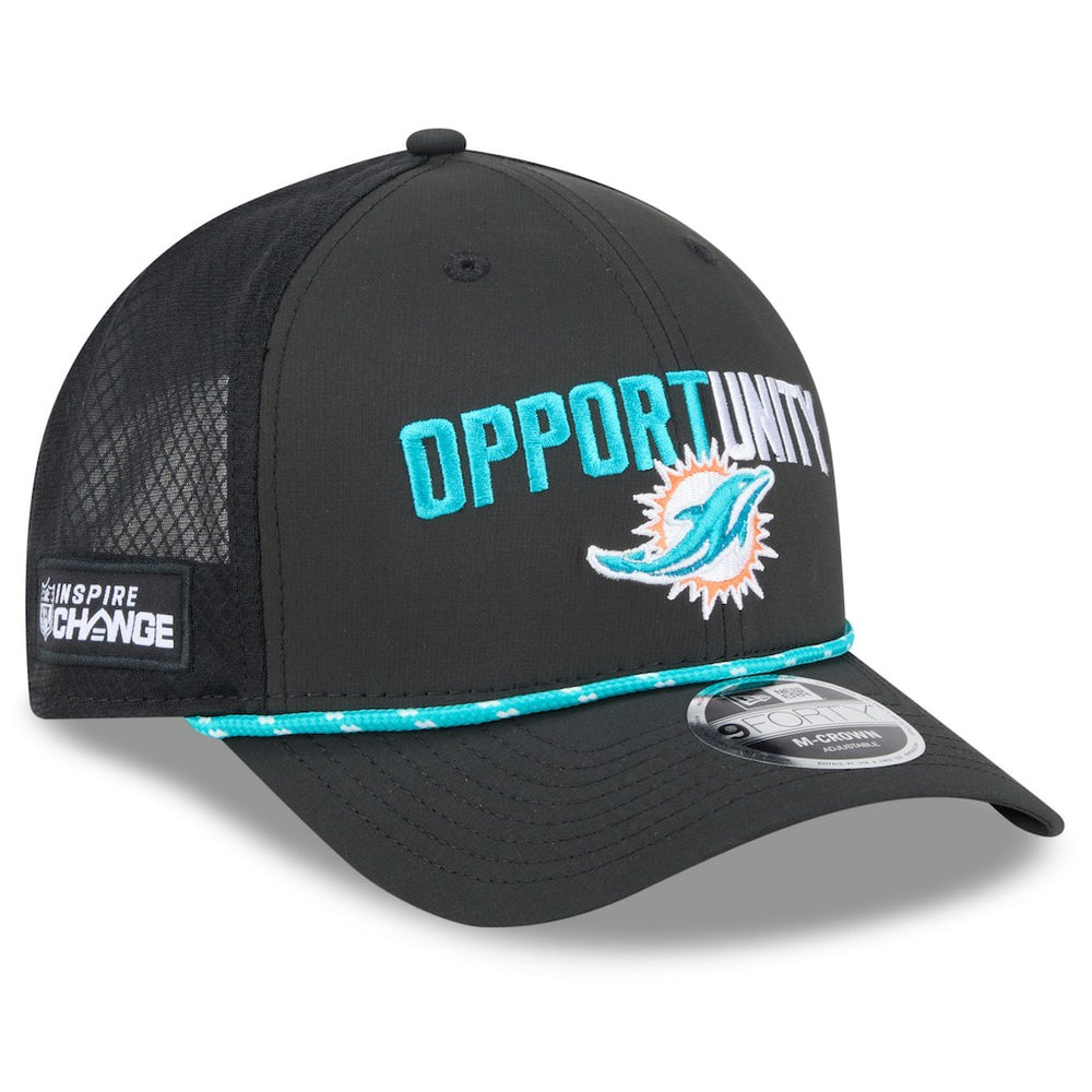 Miami Dolphins New Era 2025 Inspire Change 9FORTY M-Crown Adjustable Hat - Black Hats