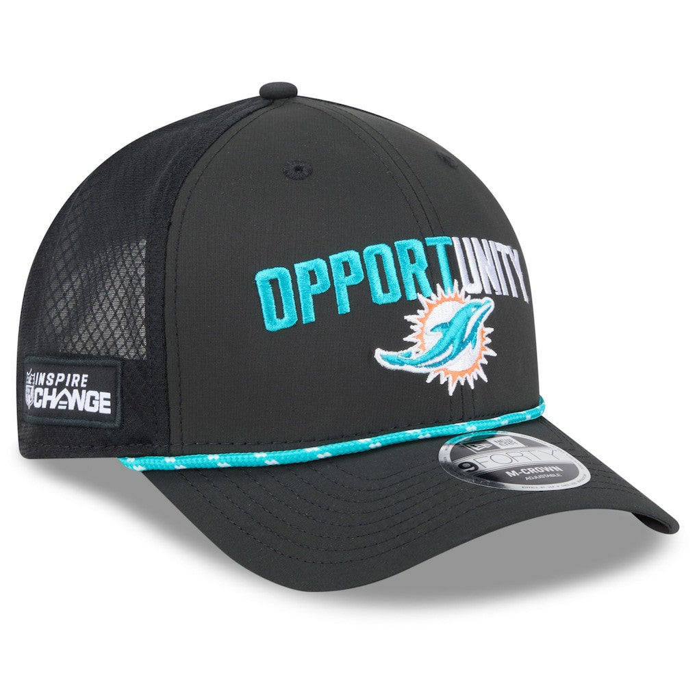 Miami Dolphins New Era 2025 Inspire Change 9FORTY M-Crown Adjustable Hat - Black Hats