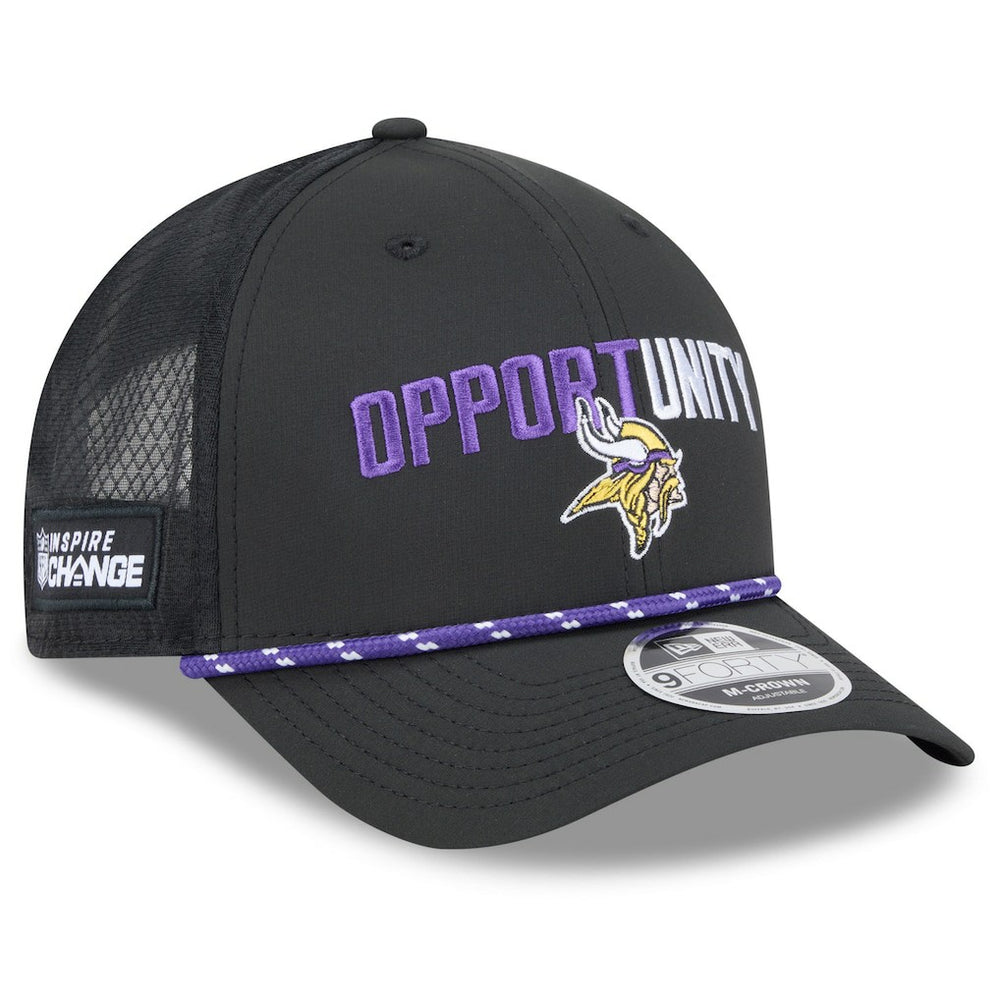 Minnesota Vikings New Era 2025 Inspire Change 9FORTY M-Crown Adjustable Hat - Black Hats
