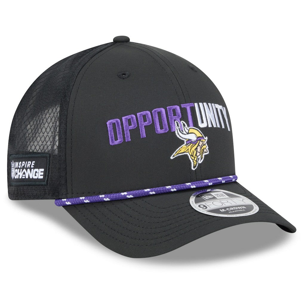 Minnesota Vikings New Era 2025 Inspire Change 9FORTY M-Crown Adjustable Hat - Black Hats