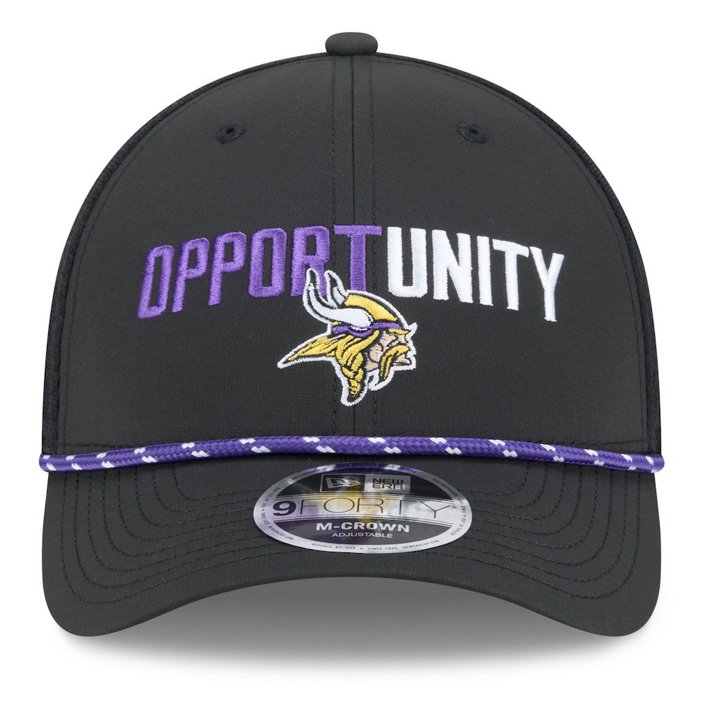 Minnesota Vikings New Era 2025 Inspire Change 9FORTY M-Crown Adjustable Hat - Black Hats