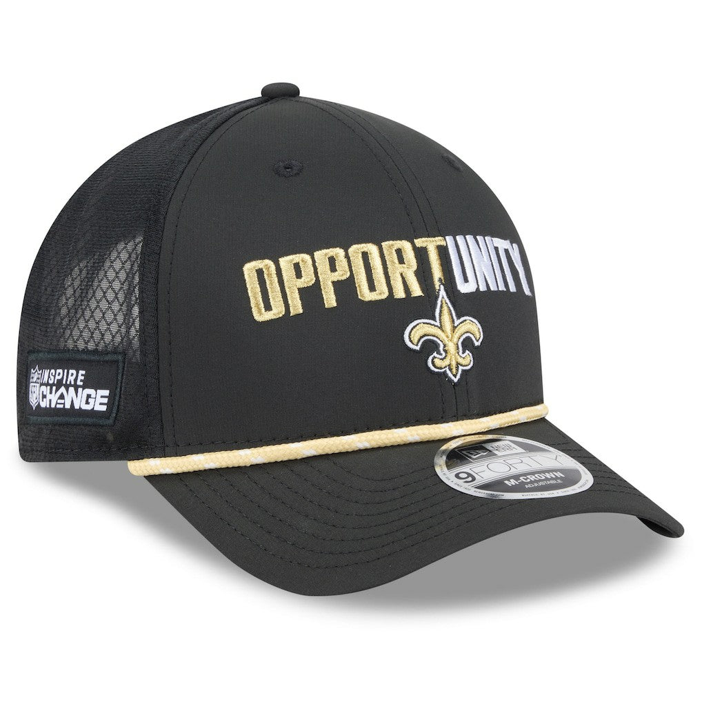 New Orleans Saints New Era 2025 Inspire Change 9FORTY M-Crown Adjustable Hat - Black Hats