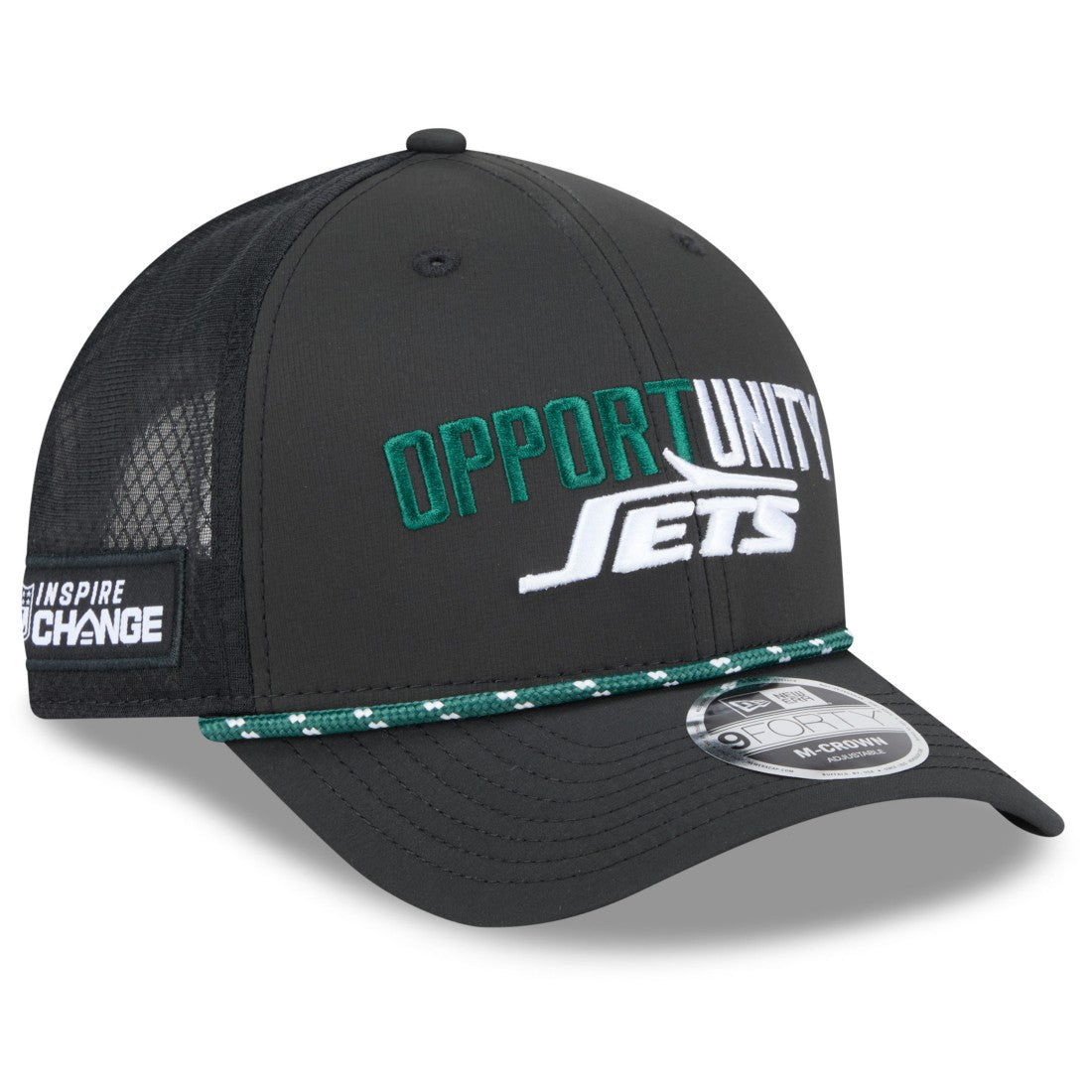 New York Jets New Era 2025 Inspire Change 9FORTY M-Crown Adjustable Hat - Black Hats