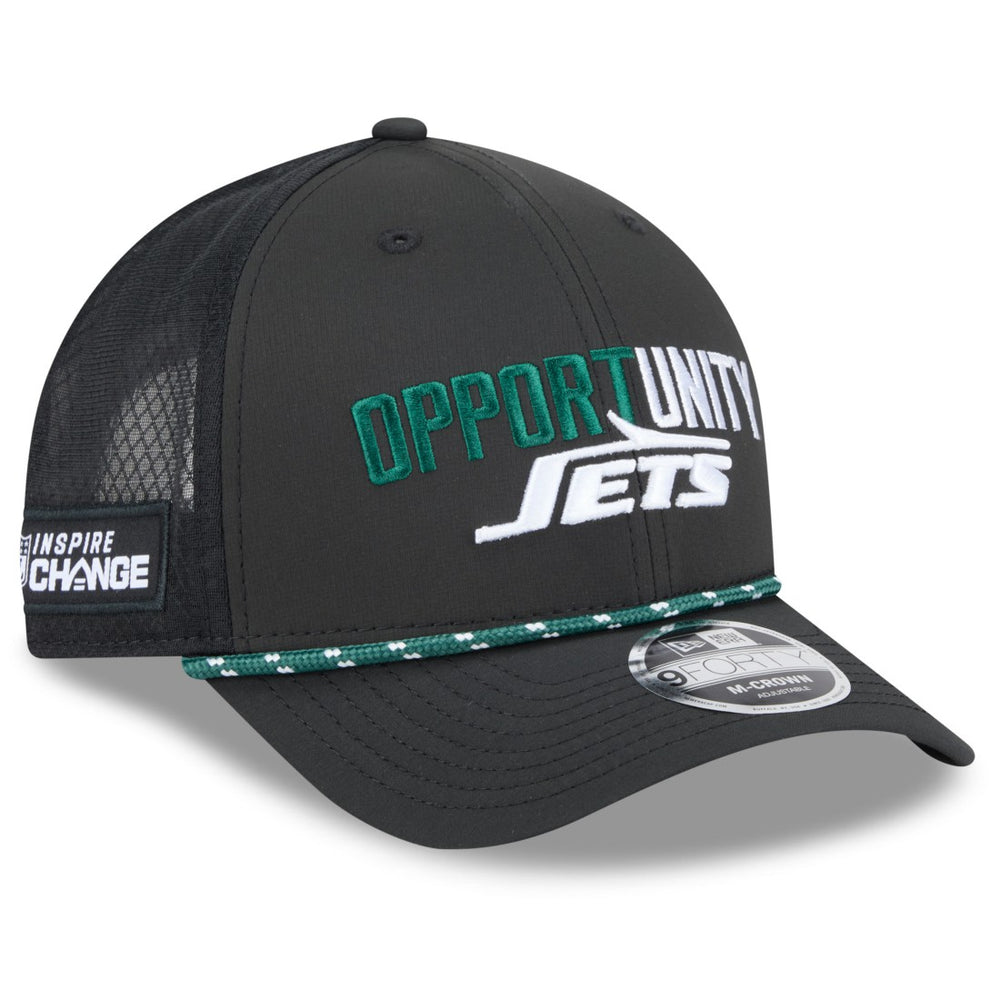 New York Jets New Era 2025 Inspire Change 9FORTY M-Crown Adjustable Hat - Black Hats