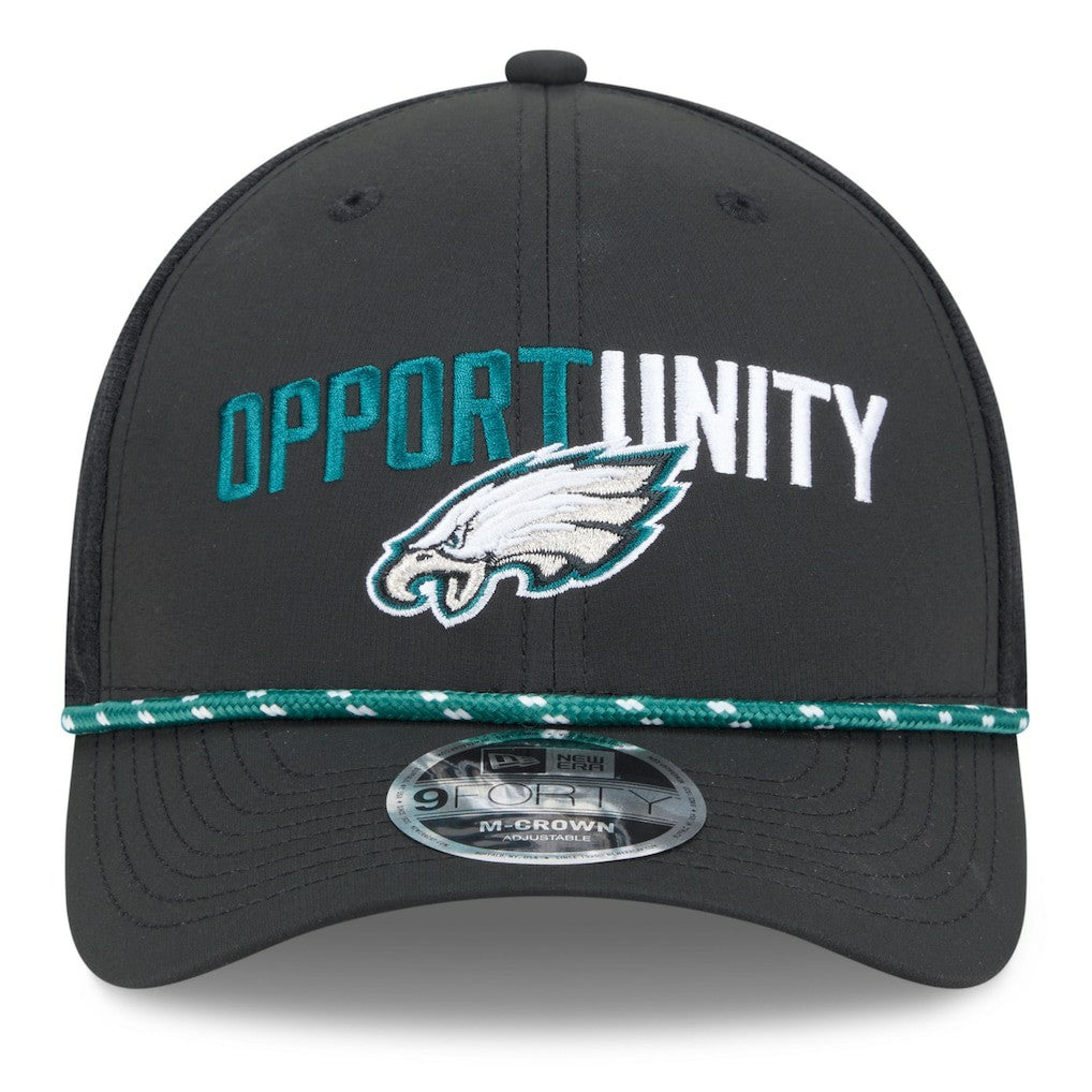 Philadelphia Eagles New Era 2025 Inspire Change 9FORTY M-Crown Adjustable Hat - Black Hats