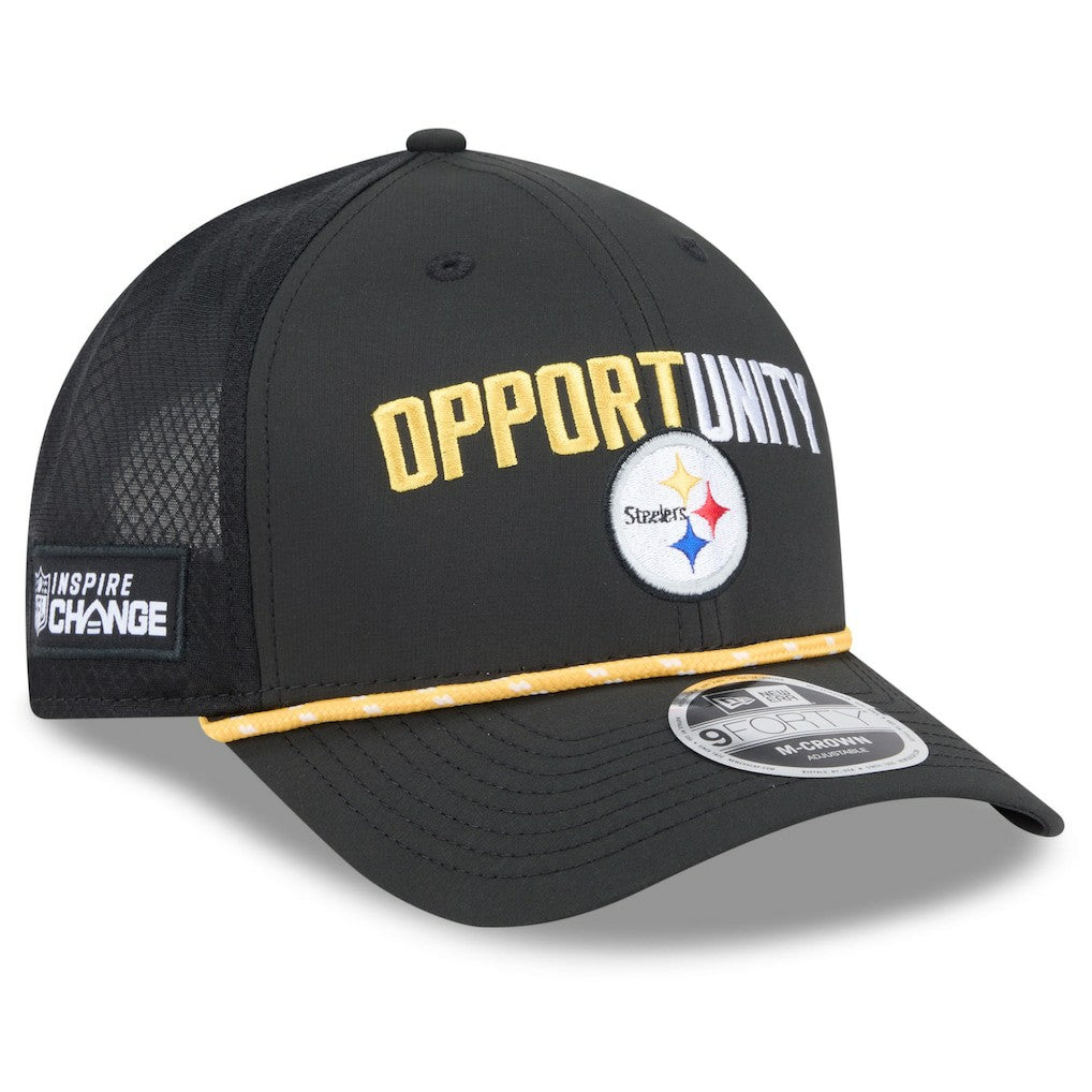 Pittsburgh Steelers New Era 2025 Inspire Change 9FORTY M-Crown Adjustable Hat - Black Hats