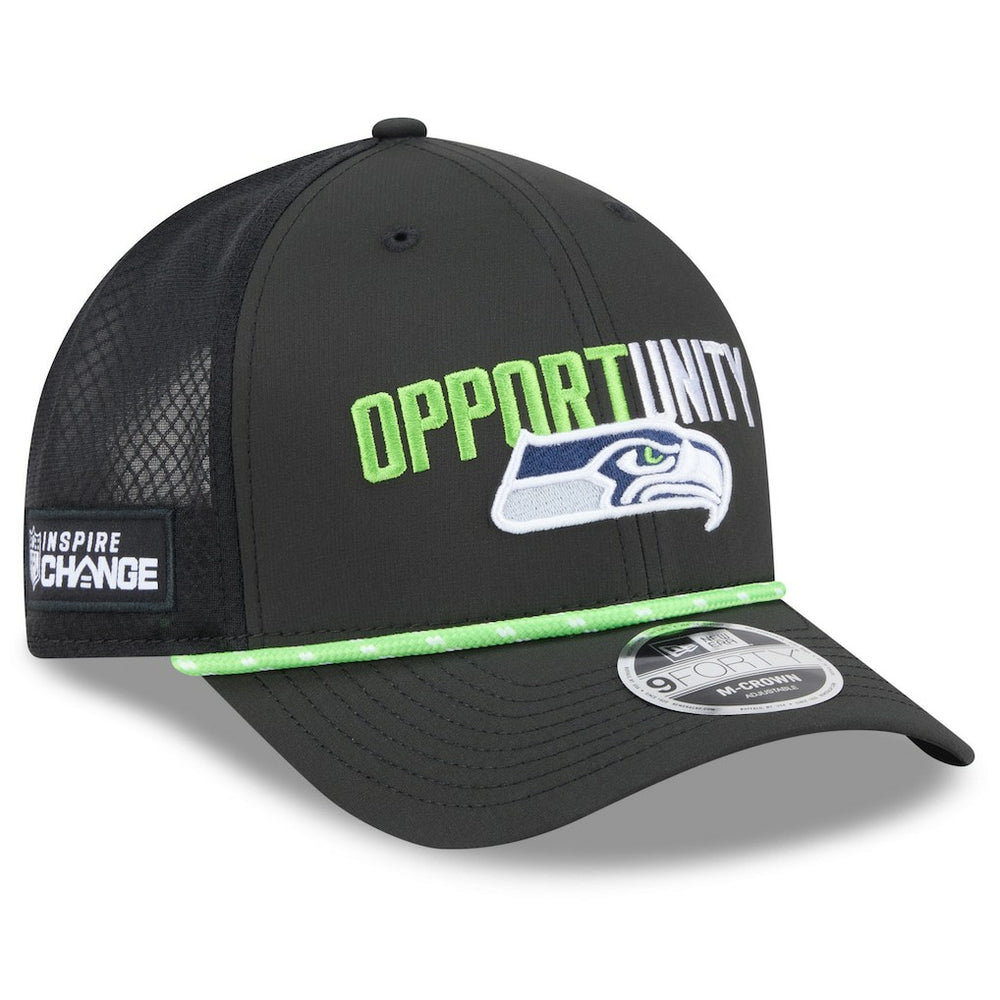 Seattle Seahawks New Era 2025 Inspire Change 9FORTY M-Crown Adjustable Hat - Black Hats