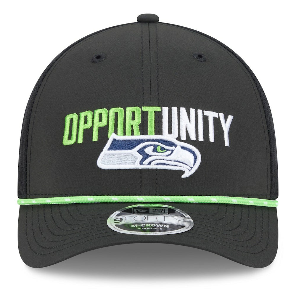 Seattle Seahawks New Era 2025 Inspire Change 9FORTY M-Crown Adjustable Hat - Black Hats