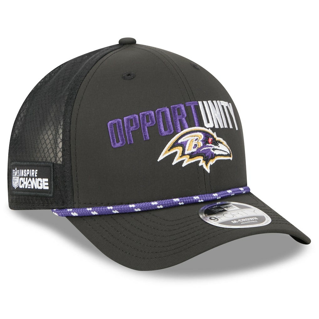 Baltimore Ravens New Era 2025 Inspire Change 9FORTY M-Crown Adjustable Hat - Black Hats