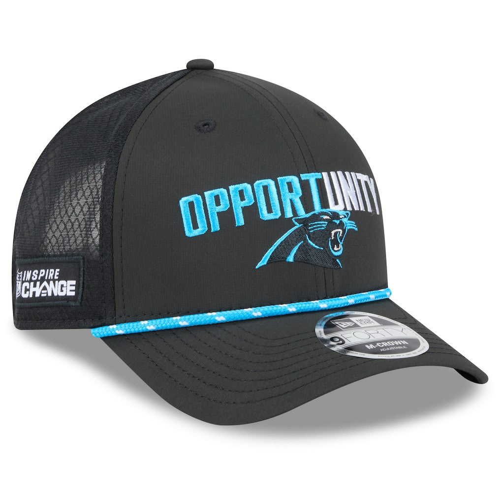 Carolina Panthers New Era 2025 Inspire Change 9FORTY M-Crown Adjustable Hat - Black Hats