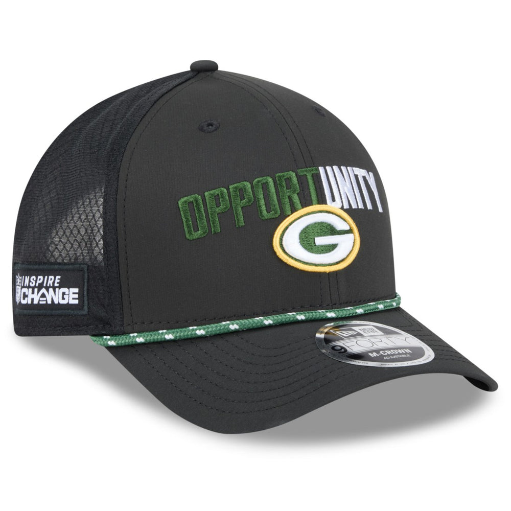 Green Bay Packers New Era 2025 Inspire Change 9FORTY M-Crown Adjustable Hat - Black Hats