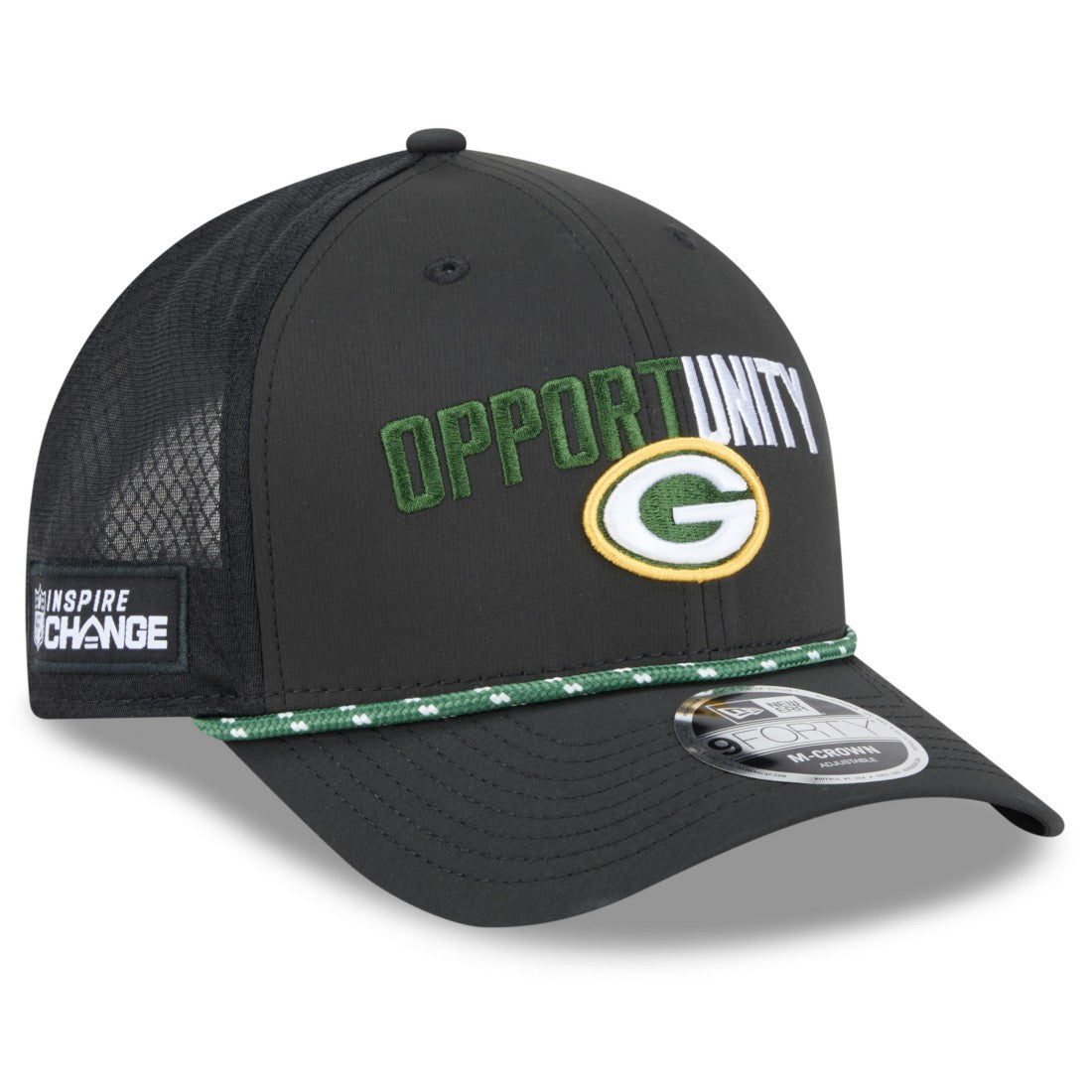 Green Bay Packers New Era 2025 Inspire Change 9FORTY M-Crown Adjustable Hat - Black Hats