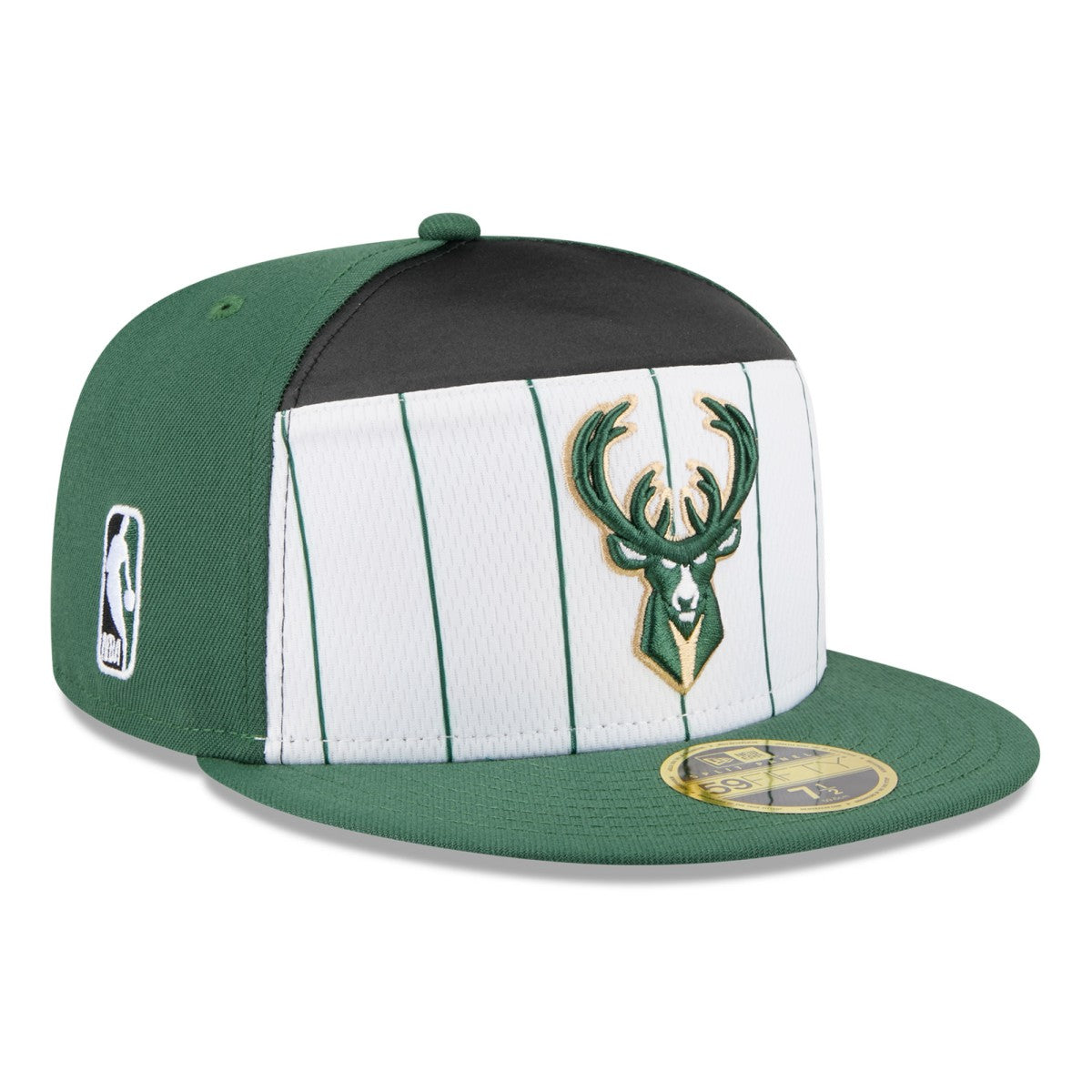 Milwaukee Bucks 2025 NBA Tip Off Split Panel 59FIFTY Fitted Hat White/Hunter Green - New Era