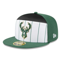 Milwaukee Bucks 2025 NBA Tip Off Split Panel 59FIFTY Fitted Hat White/Hunter Green - New Era