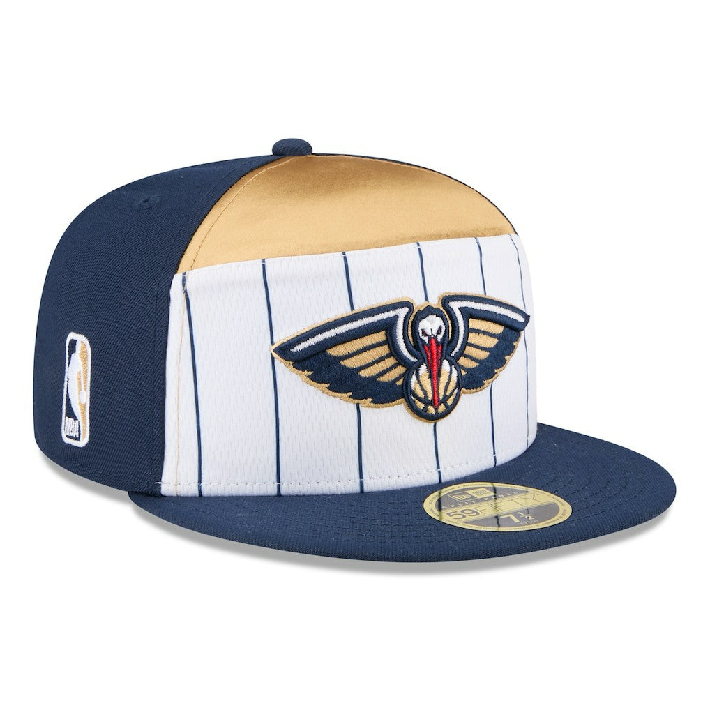 New Orleans Pelicans 2025 NBA Tip Off Split Panel 59FIFTY Fitted Hat White/Navy - New Era