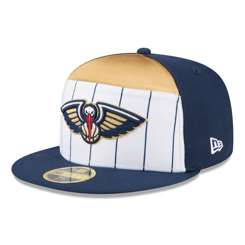 New Orleans Pelicans 2025 NBA Tip Off Split Panel 59FIFTY Fitted Hat White/Navy - New Era