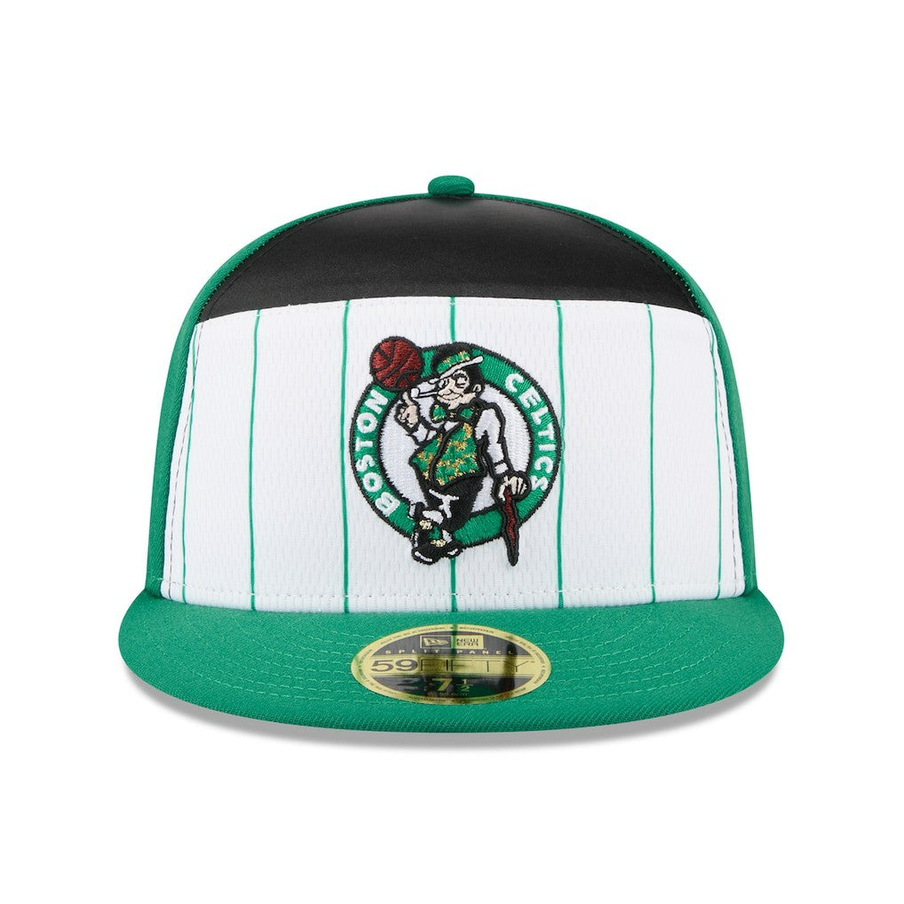 Boston Celtics 2025 NBA Tip Off Split Panel 59FIFTY Fitted Hat White/Kelly Green - New Era