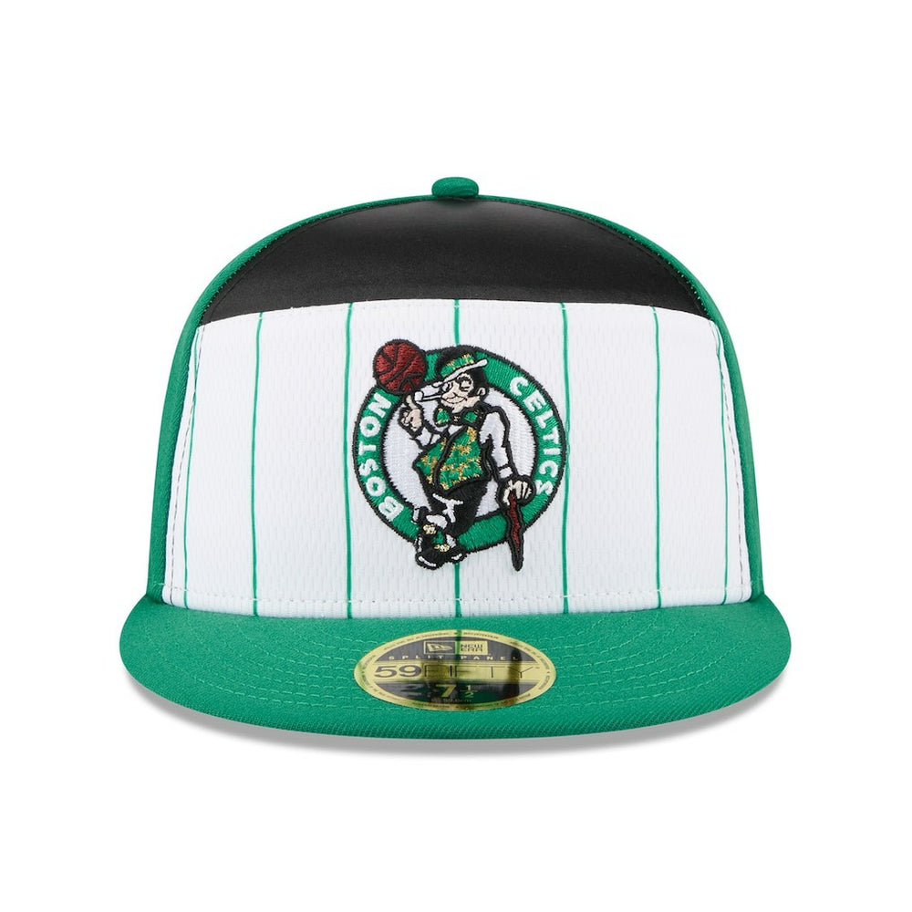 Boston Celtics 2025 NBA Tip Off Split Panel 59FIFTY Fitted Hat White/Kelly Green - New Era