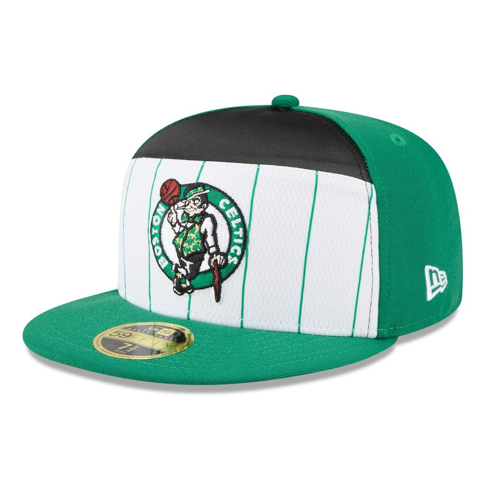 Boston Celtics 2025 NBA Tip Off Split Panel 59FIFTY Fitted Hat White/Kelly Green - New Era