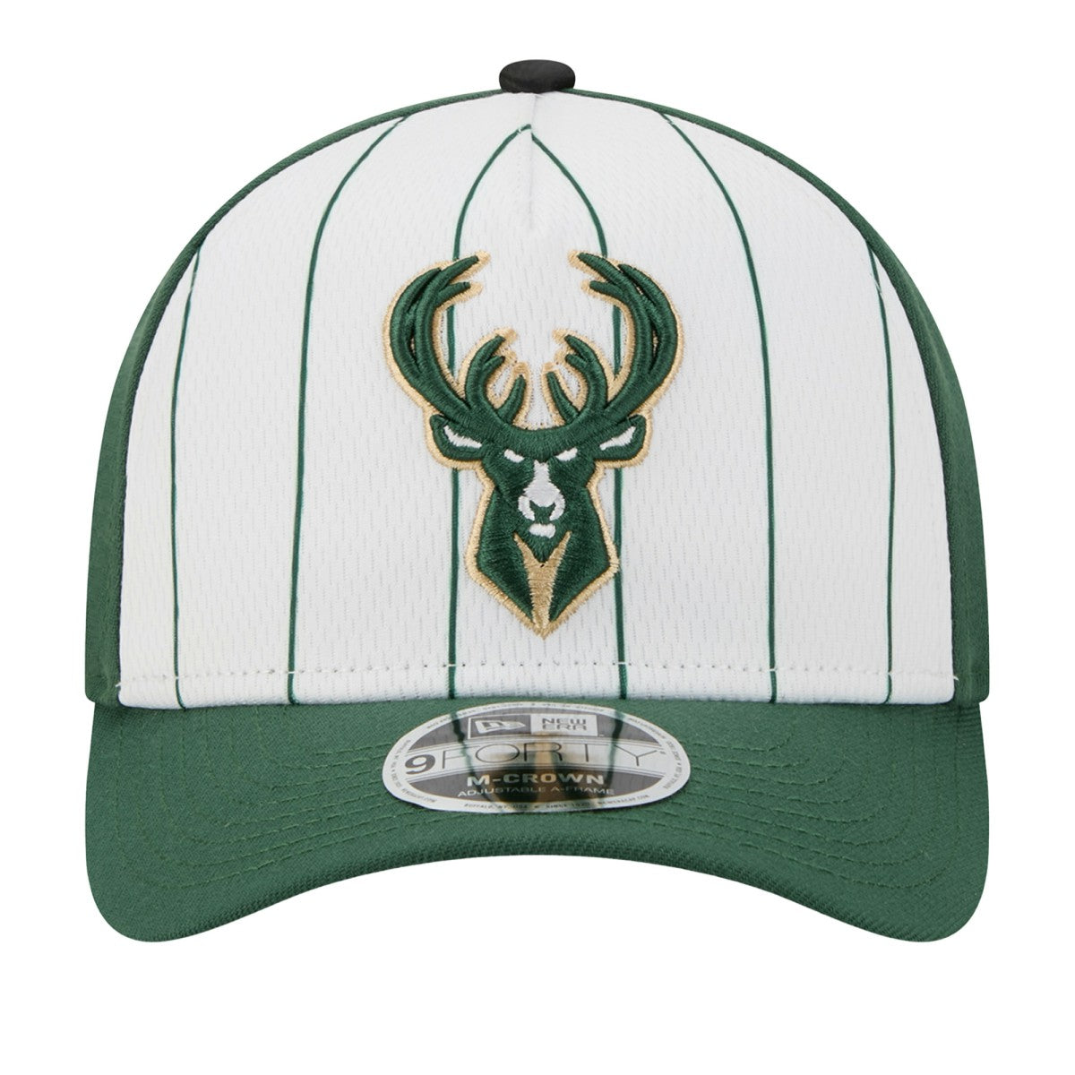 Milwaukee Bucks 2025 NBA Tip Off M-Crown A-Frame 9FORTY Adjustable Hat White/Hunter Green - New Era