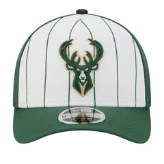 Milwaukee Bucks 2025 NBA Tip Off M-Crown A-Frame 9FORTY Adjustable Hat White/Hunter Green - New Era